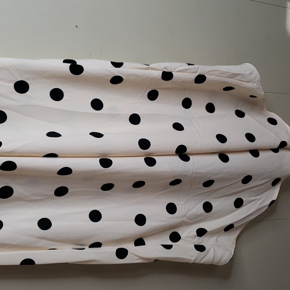 Women's Crepe Short Sleeve Midi Dress A New Day Beige Polka Dot - Picture 8 of 10